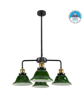 GLOBOSTAR® LIBRARY 00769 Vintage Φωτιστικό Οροφής με Ντουί 4 x E27 AC 220-240V IP20 - Πολύχρωμο - Μ57 x Π57 x Υ90cm